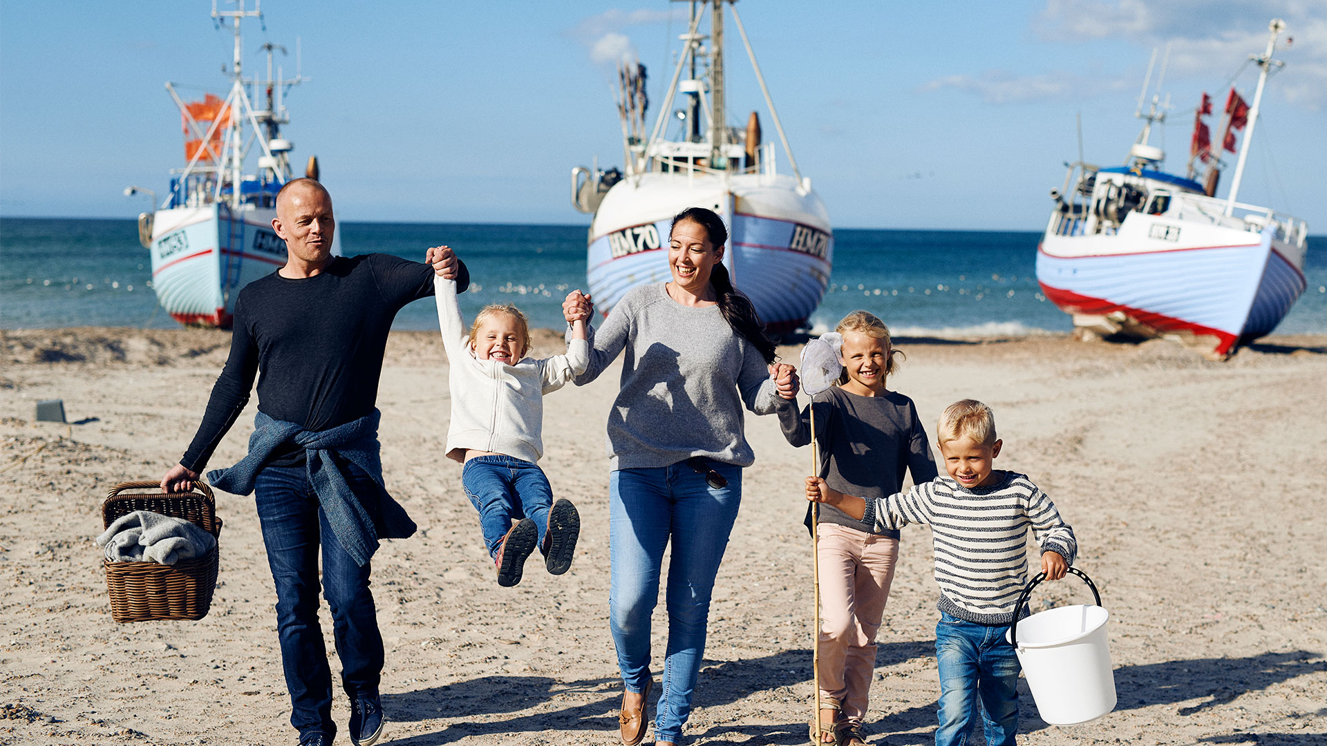Danish family picnic on beach